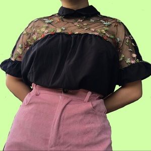 Blouse with floral embroidery